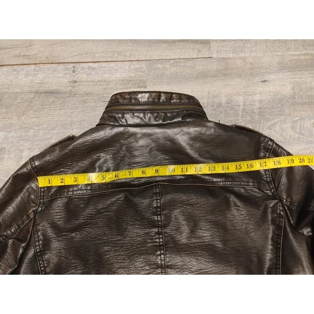 Levi Men's Faux Leather Sherpa Bomber Jacket Brown small New With Tag - Picture 12 of 13